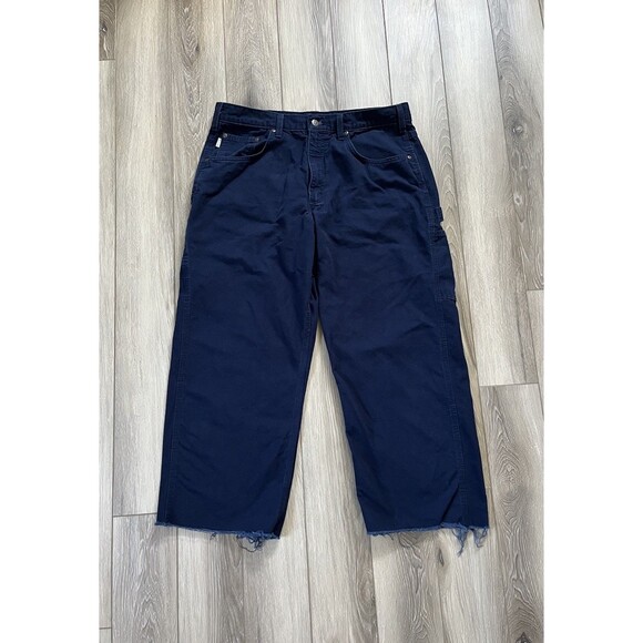 Carhartt B159-NVY Blue Navy Canvas Carpenter Loose Fit Work Pants Men’s 36x25 - Picture 1 of 8
